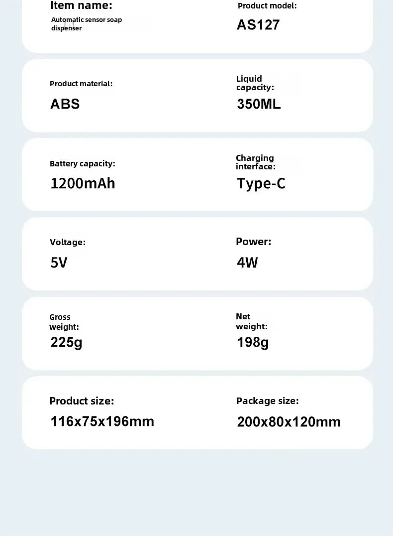 Xiaomi Intelligent Sensor Multi-Speed Contact-Free Wall-Mounted Vertical Hand Sanitizer Bubble Machine USB Charge Soap Dispenser