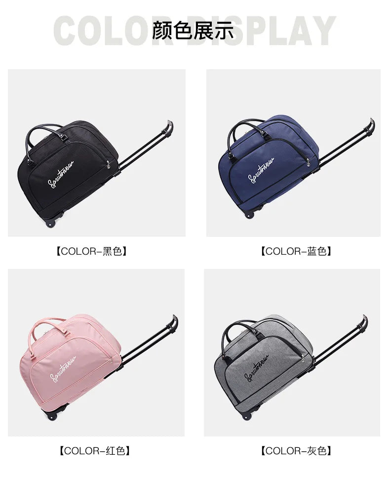 Travel Suitcase Trolley Bag with Wheels Large Capacity Luggage Bags Foldable Duffle Cabin Women Men Hand Luggage Carry On Bags