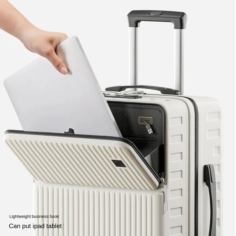 20"24"26 Inch Travel Suitcase Front Opening Luggage Laptop Boarding Case USB Charging Trolley Case with Wheels Carry on Luggage