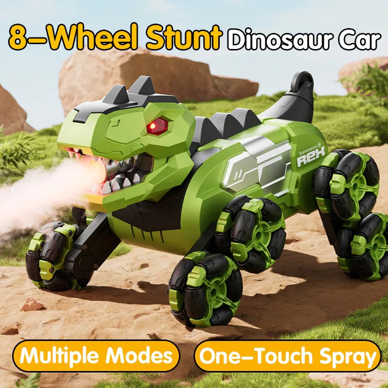 Y12 New Remote Control Dinosaur Stunt Car RC Drift Car Spray Mist Articulated Arms Transforming 8WD Off-Road Vehicle Toy for Kid