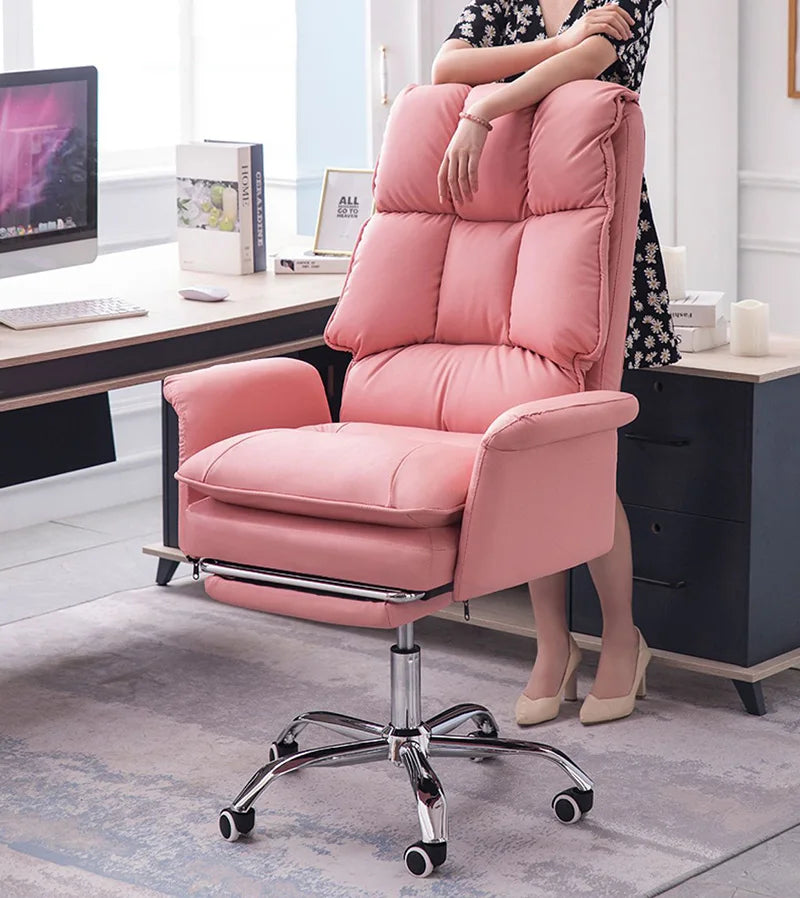 Boss Computer Chair Home Office Computer Sofa High Backrest PU Leather Ergonomic Reclining Swivel Seat for Home Study Backrest