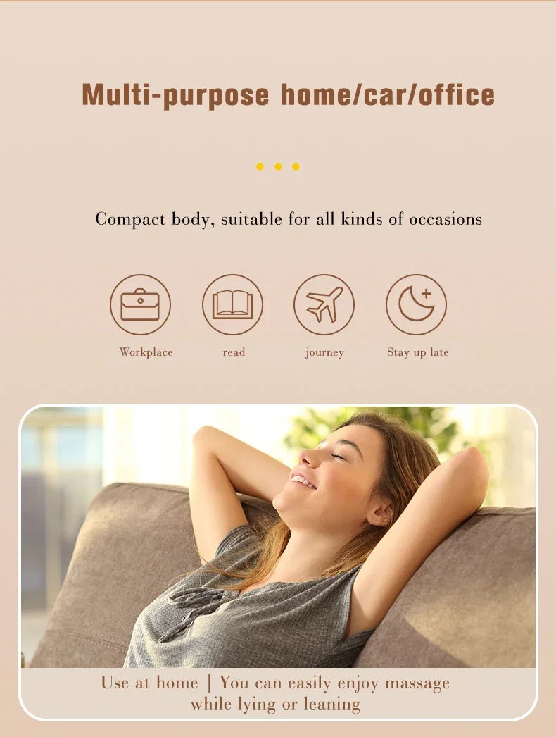 New Electric Massage Neck Pillow Shiatsu Head Cervical Ttraction Body Back Waist Massager Car with Heating Vibrating Massage