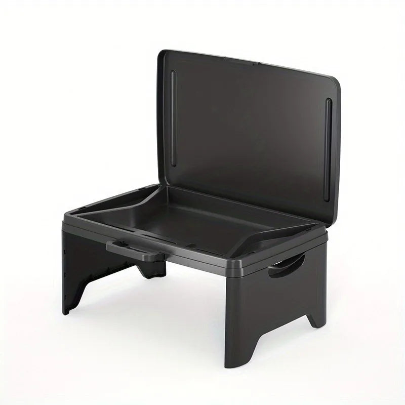 Folding Lap Desk with Storage Dividers - Sturdy Laptop Tray & Serving Desk, Portable Bed Table with Organizer Compartments