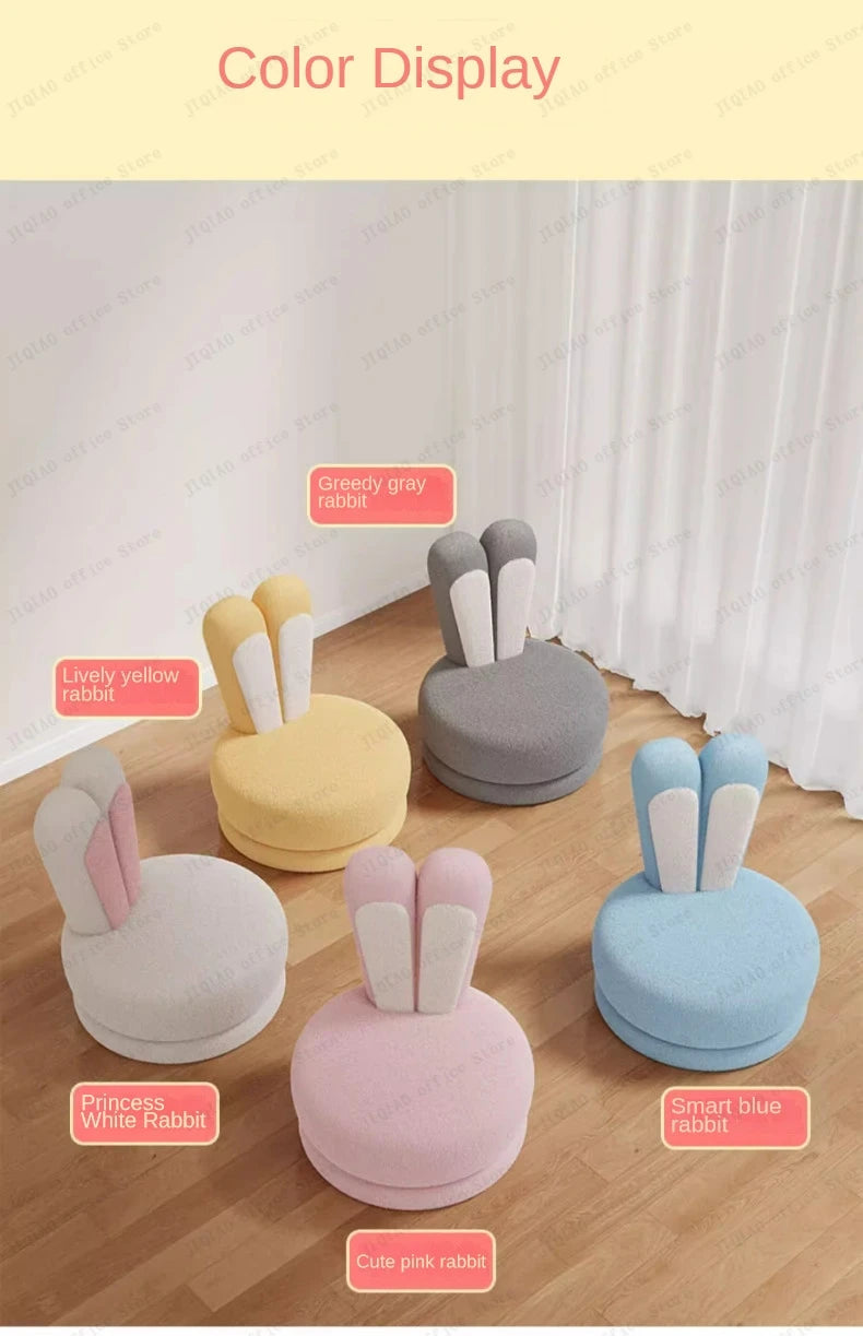 Children's Sofa Lazy Sofa Cute Chair for Living Room Rotating Cartoon Rabbit Ears Chair Leisure Reading Chair Chair with Back