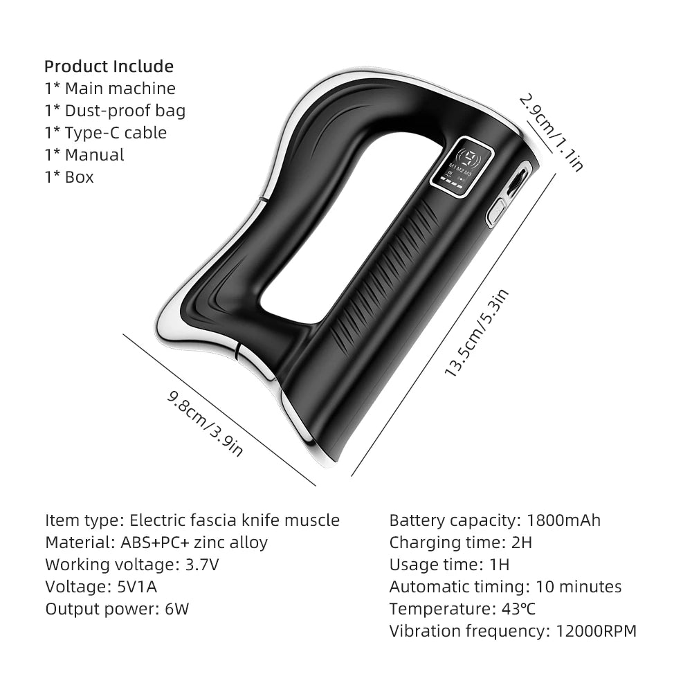 Electric Fascia Massager Body Massage Muscle Scraper Fascia Knife Fitness Vibration Muscle Relaxation Body Lifting Massage Blade