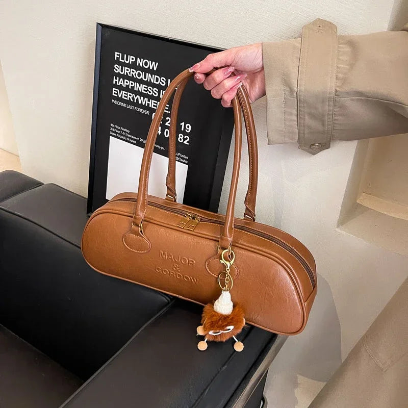 Pu Solid Sewing Zipper Shoulder Bags Soft Baguette Type 2024 High Quality Bags for Women Large Capacity Women's Handbags