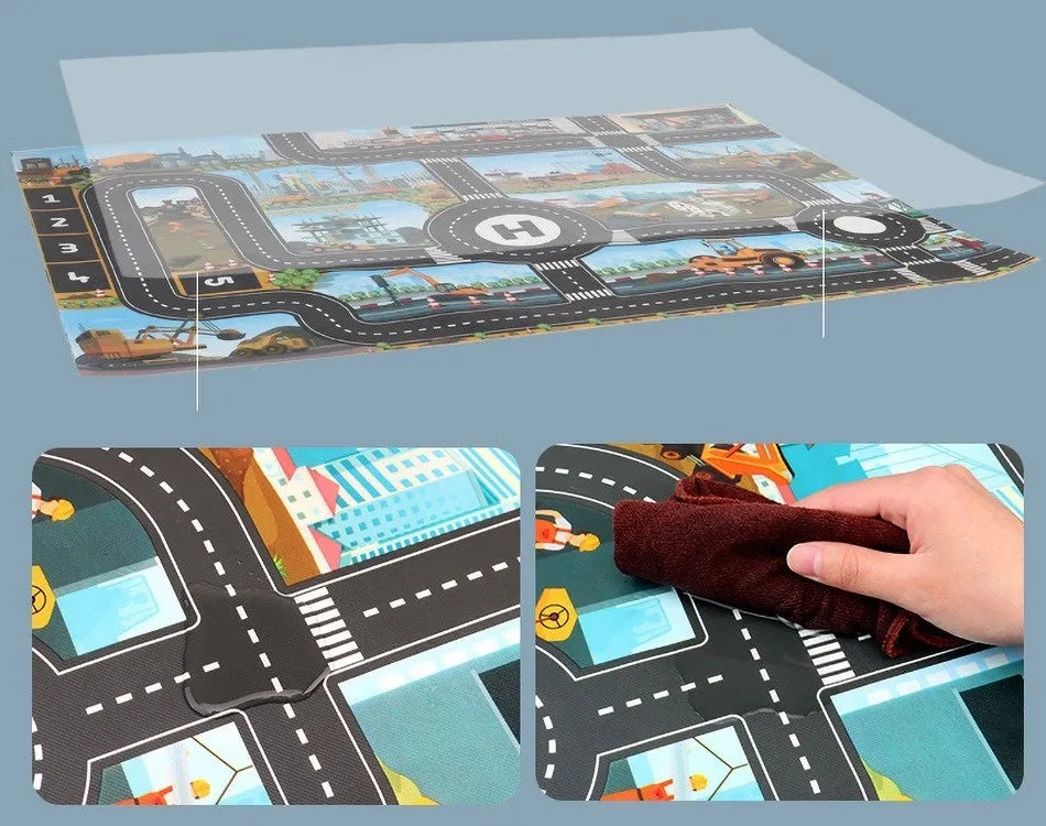 130*100cm Baby Crawling Mat for Children Cartoons Traffic Rug Indoor Toys City Road Carpet Kids Game Little Girl and Boy Playmat