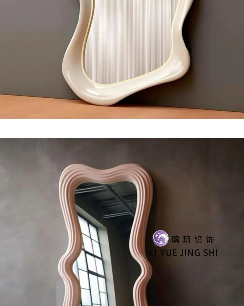 Modern Ornament Mirror Aesthetic Irregular Women Kawaii Design Mirror Standing Dorm Espejos Decorativos Home Accessories
