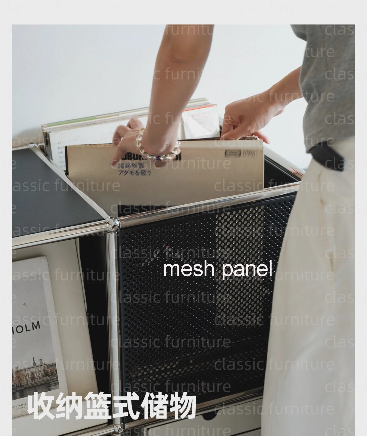 Modular Module Furniture Magazine CD Display Customized Metal Stainless Steel Cabinet  Storage  Sideboard Shelf DIY Living Room