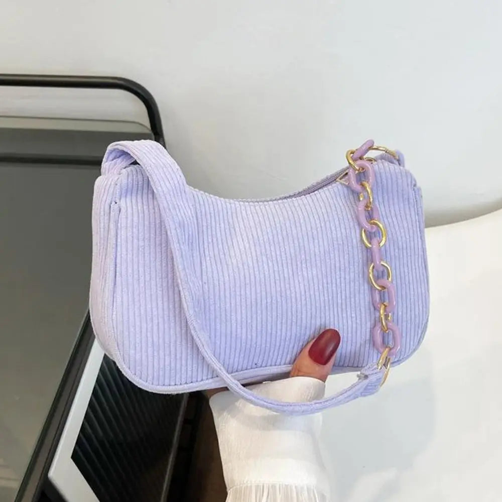 Fashion Vintage Handbags Women Autumn Winter Corduroy Underarm Bag  Zipper Shoulder Small Bags Female Soft Casual Clutch Handbag