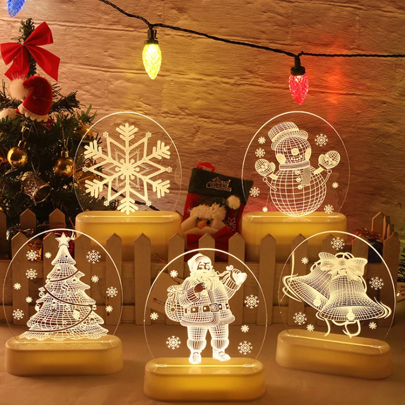 Christmas Personalized Acrylic LED Night Lights 2025 New Year Christmas Kids Gift Christmas Ornaments Atmosphere Lights
