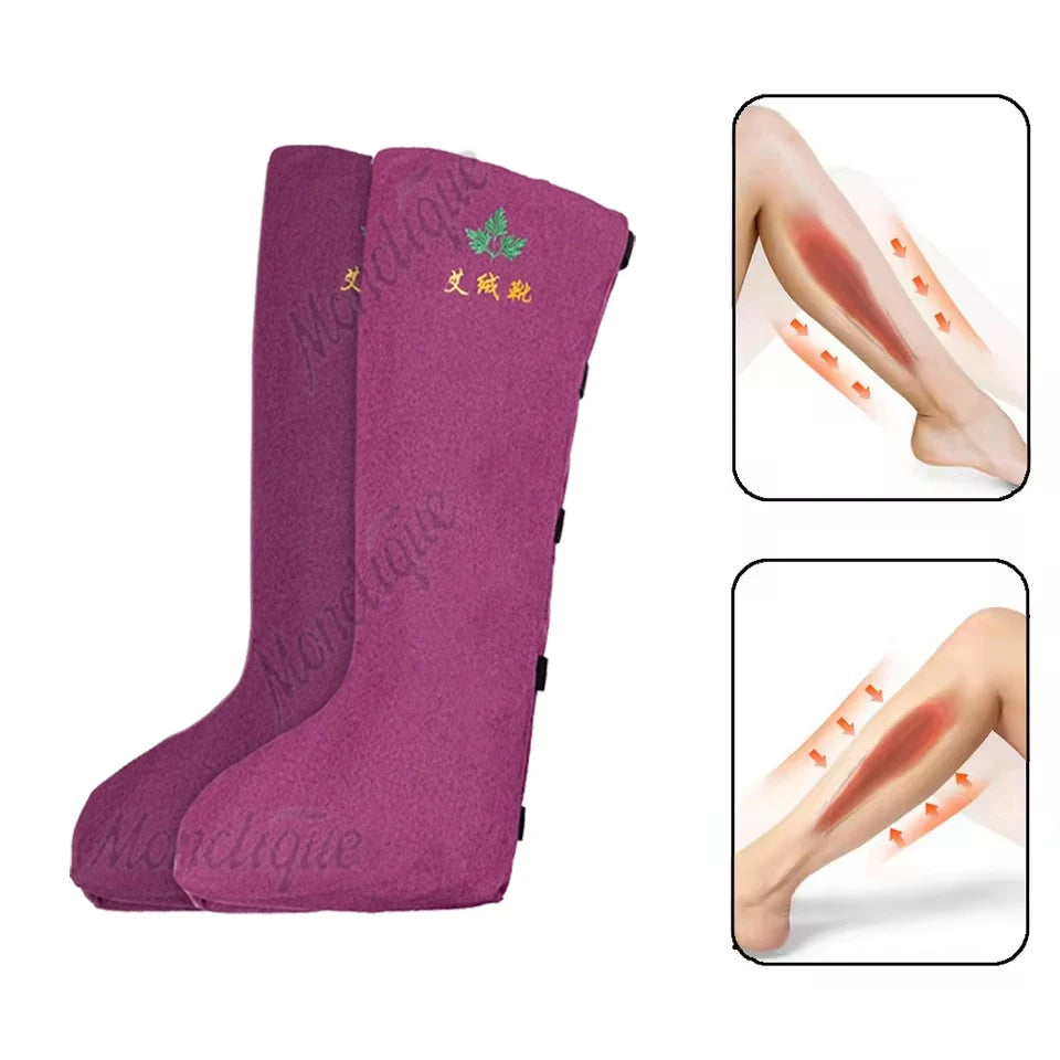 Winter Calf Heat Massager Electric Moxa Mugwort Foot Boot Muscle Relax Blood Circulation Wormwood Knee Pad with Remote Control