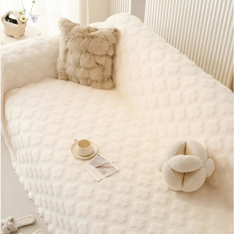 Winter Warm Thickened Sofa Cover French Cream Style Plush Shu Velveteen Full Coverage Slipcover Blanket