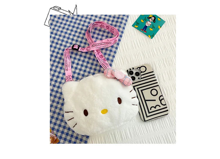 Cute plush bag, sweet girl student versatile shoulder messenger bag, soft and cute little princess new cartoon bag
