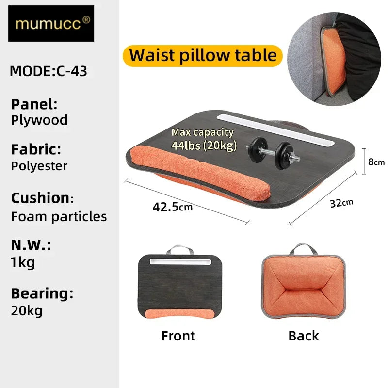 MUMUCC Lazy Laptop Table with Cushions and Slots, Multifunctional  Mini Pillow Table, Portable Room Desk, Office Lumbar Support
