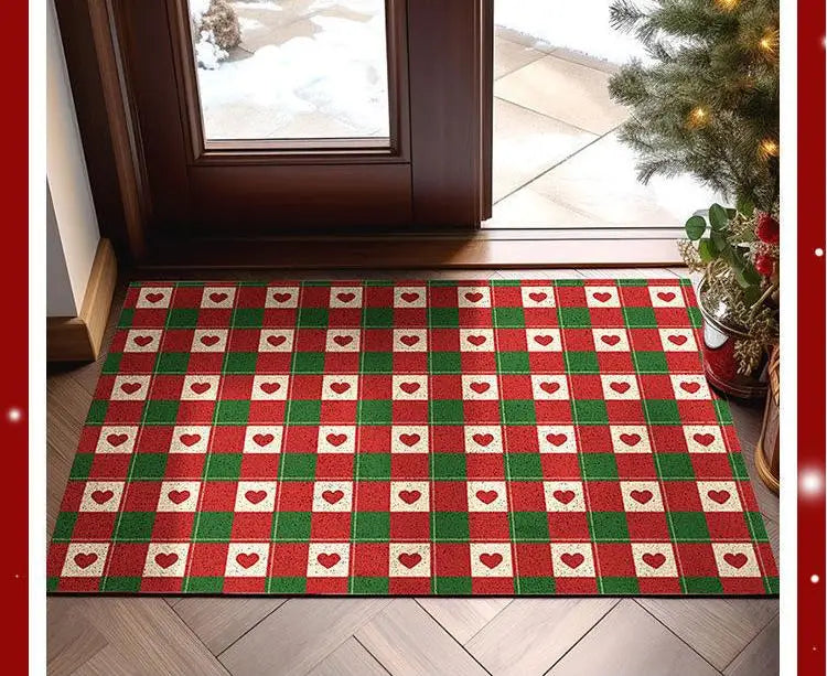 Christmas Festive Style Wire Loop Mat Carpet For Living Room Entrance Door Non-Slip Home Decoration