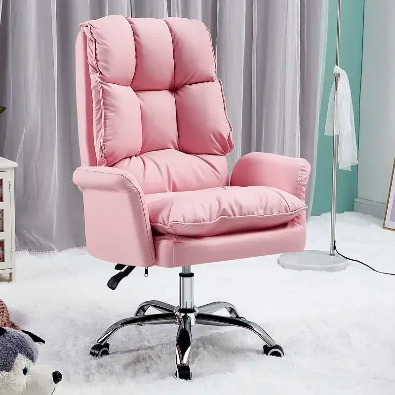 NEW PU Leather Office Chair Pink Gaming Chair Computer Swivel Gamer Live Ergonomic Chair Home Bedroom Sofa Armchairs Furniture
