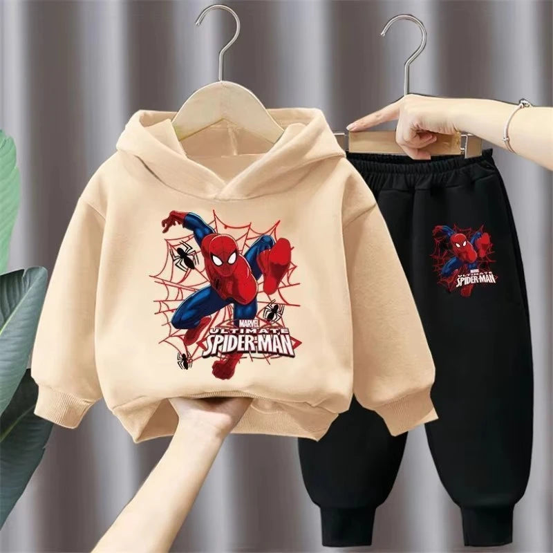 Marvel Spring Autumn Children's Clothing Sets Spiderman Boys Sweatshirt+Sweatpant 2pcs Kids Hooded Sport Pullover Set Tracksuit
