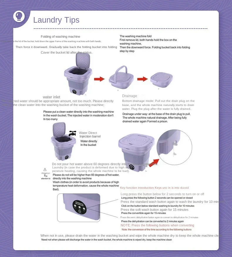 2025 Folding Washing Machine Portable Mini Dehydratable Dormitory Student Socks Underwear Panties Home Appliance Free Shipping