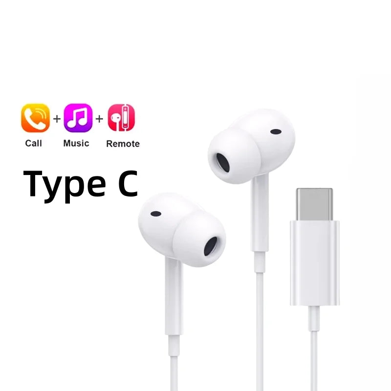 Original Headphones For Xiaomi 15 14 13 12 11 10 Pro Redmi Note K50 Samsung Huawei TypeC Wired Earphone 3.5mm AUX In-Ear Earbuds