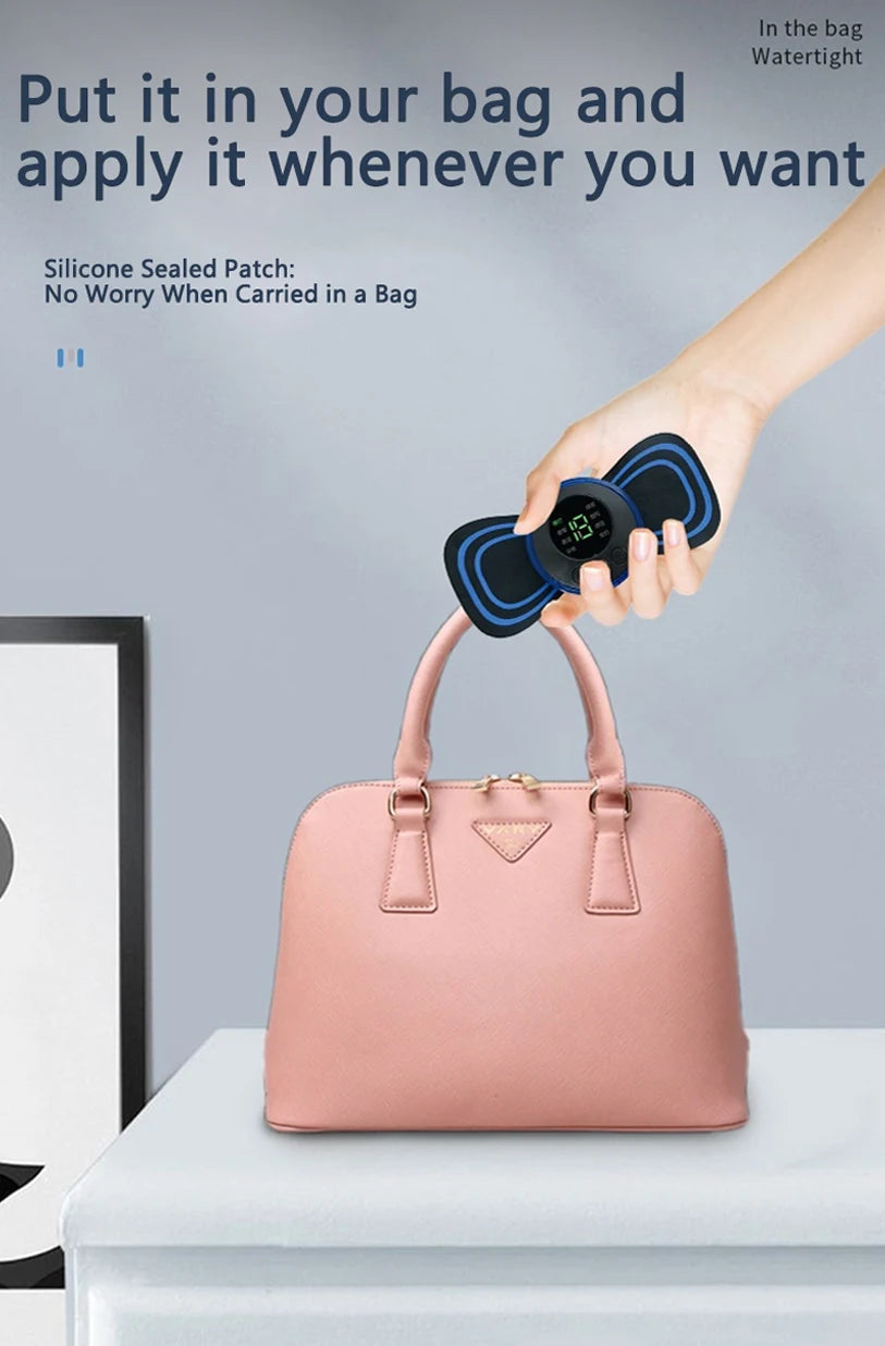 Portable Mini Massage Pad Muscle Pain Relief Micro Current Relieve Fatigue Rechargeable 8 Modes 19 Levels Slim Gel Massage Pad