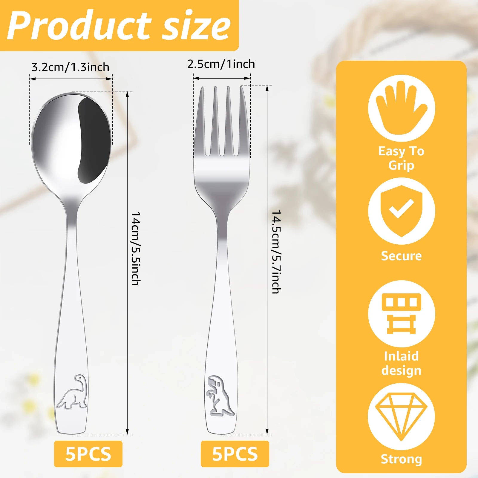 10/20Pcs Toddler Silverware Set Stainless Steel Kids Utensil Set Including Spoon and Fork Children Silverware for Party Holiday