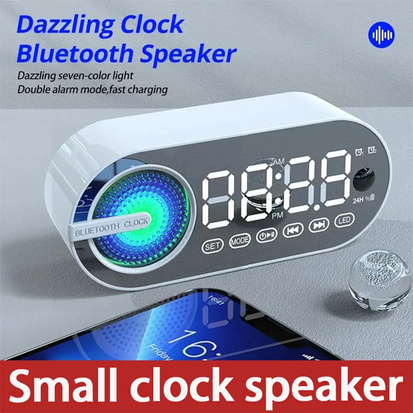Quiet Wireless Bluetooth Speaker Alarm Clock RGB TWS USB LED Mirror Digital Clock FM Large Display Living Room Office Decoration