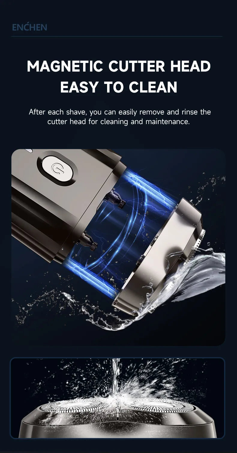 ENCHEN Mini6 2-Direction Flex Heads Electirc Shaver 100% Waterproof Up to 60-Min OF Cordless Shaving With Magnetic Cutter Head