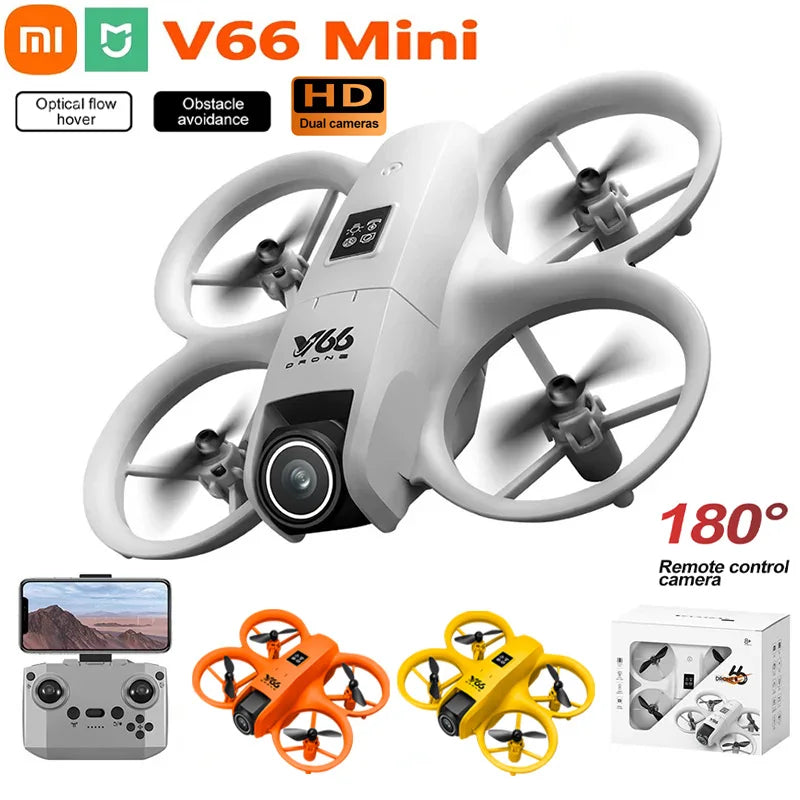 New V66 Mini Drone HD Camera 4K 1080P 180 ° Lens Wifi FPV Dron Professional Obstacle Avoidance Helicopter RC Quadcopter Toys