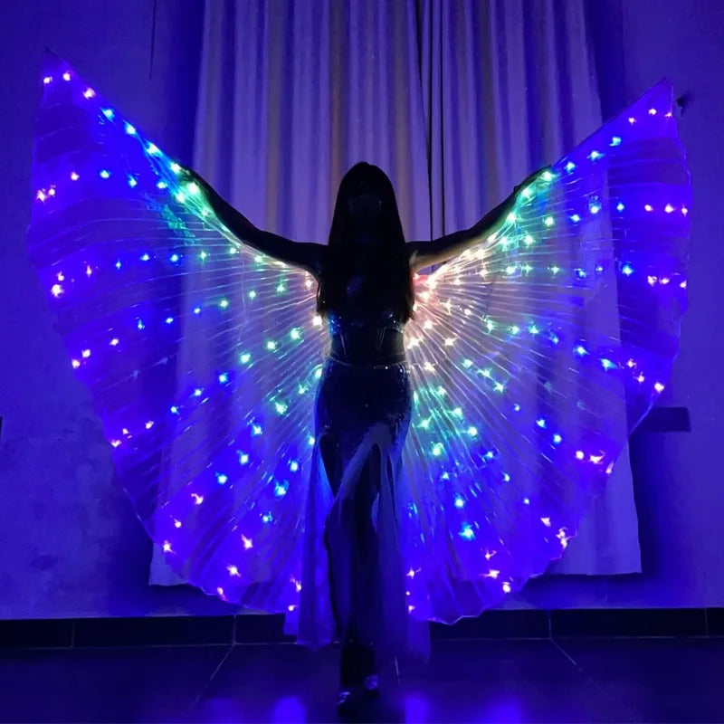 LED Luminous Butterfly Wing Belly Dancing Performance Costumes Stage Show Christmas Party Lighting Cloak Luminous Butterfly Wing