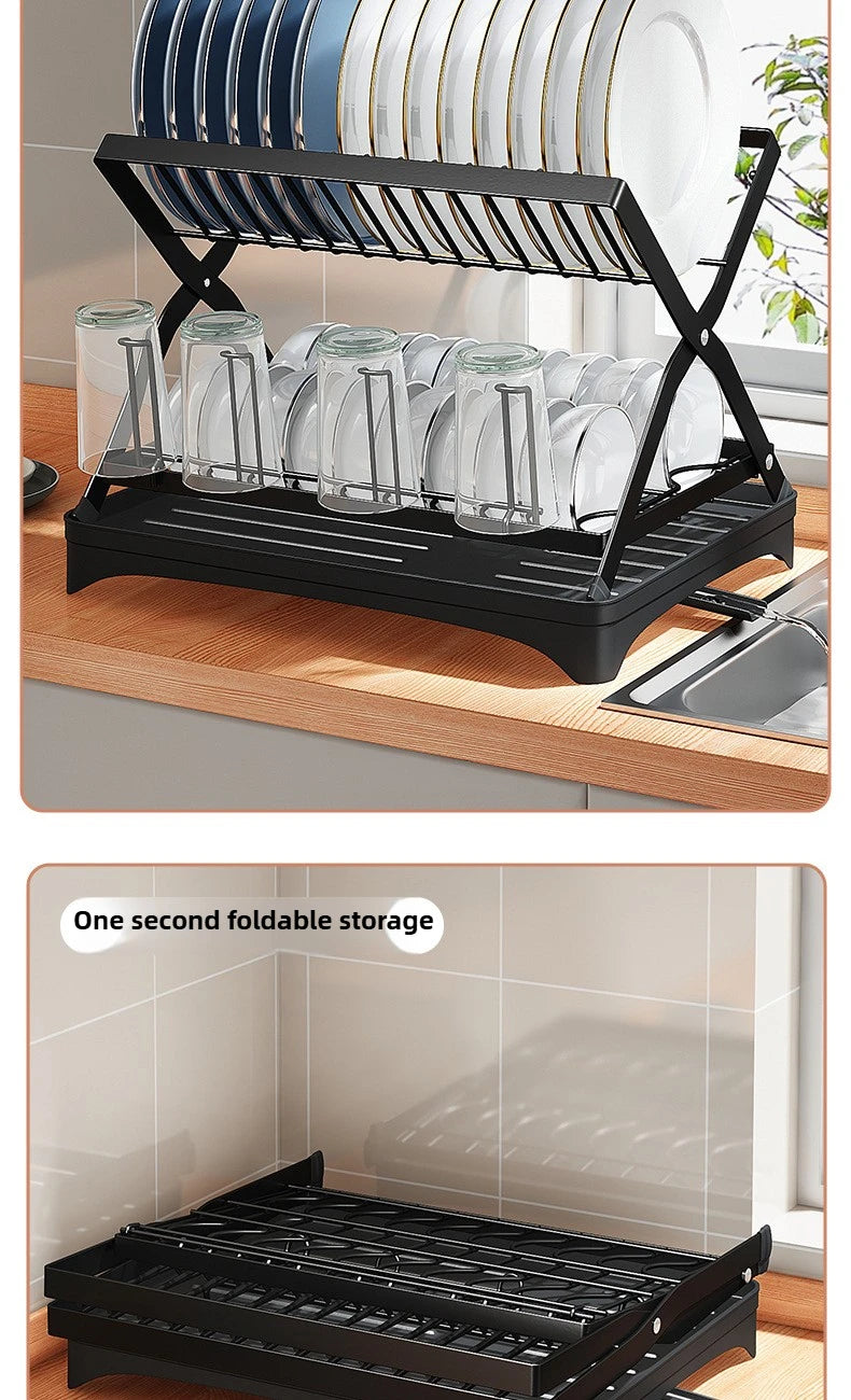 Non Perforated Folding Cabinet with Pull-out Basket Multifunctional Snack Storage Rack Household Kitchen Sink Storage Rack