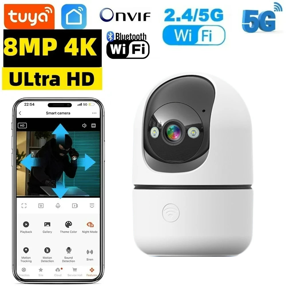 Tuya 8MP 5G WiFi Camera Tuya Smart Home Wireless IP Surveillance Camera AI Detect Automatic Tracking Security Baby Monitor TUYA