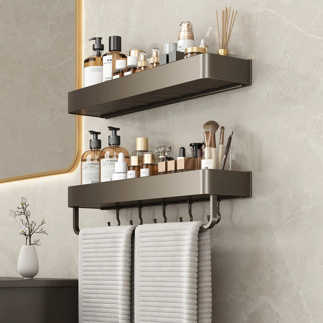 Bathroom Shower Shelf Shower Caddy Wall Floating Shelf Bathroom Toilet Shelf Kitchen Cabinet Storage Shelves Rack Organizers
