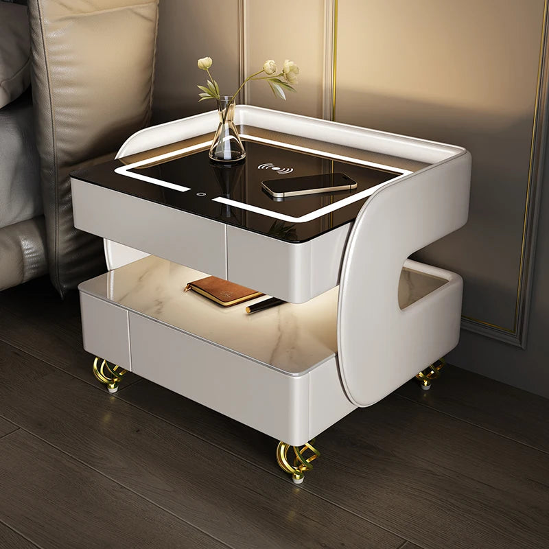 Modern Aesthetic Nightstands Wireless Charging Design Minimalist With Light Bedside Table Elegant Trendy Cajoneras Furniture