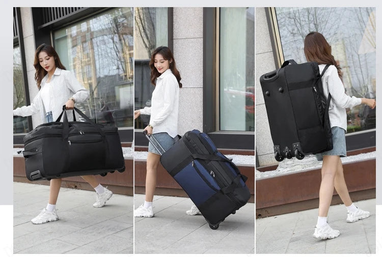 2025 New Travel Bags with Wheels Oxford Cloth Trolley Luggage Bag Organizes Folding Bags Quality Large Size Suitcases valises