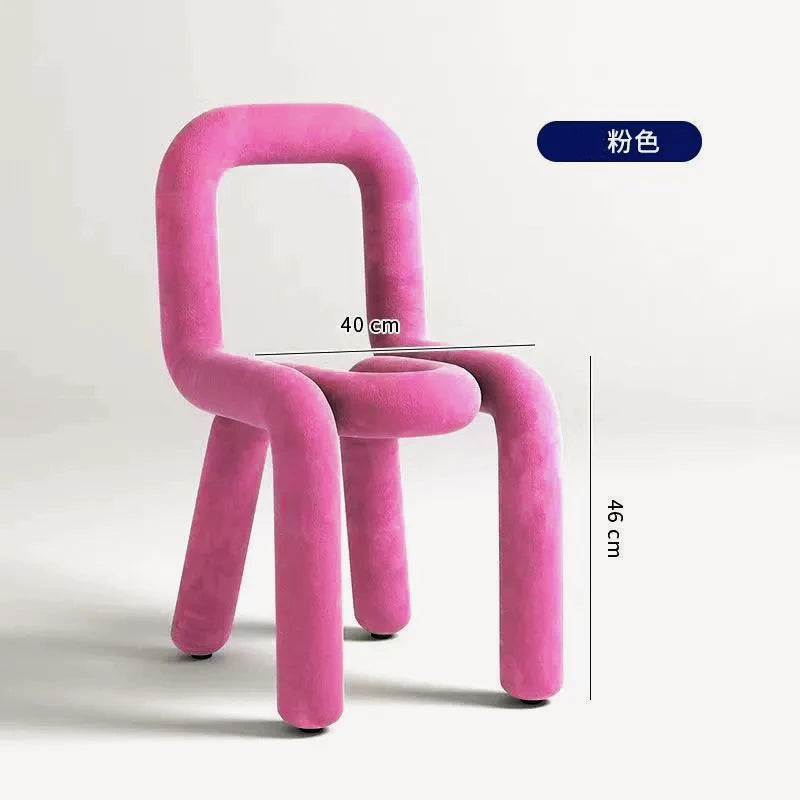 Nordic Style Creative Curved Chair, Plush Upholstered Kids/Accent Living Room Furniture