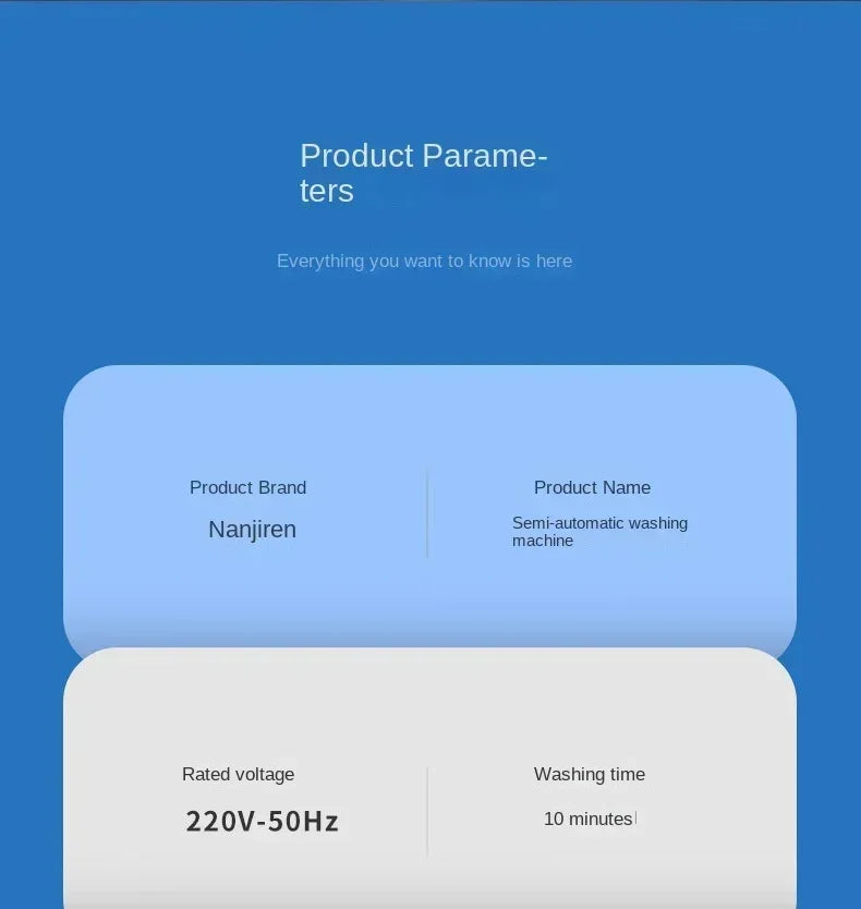 220V VCJ Single Tub  Washing Machine| Mini Laundry Washer for Baby and Child Clothes DW