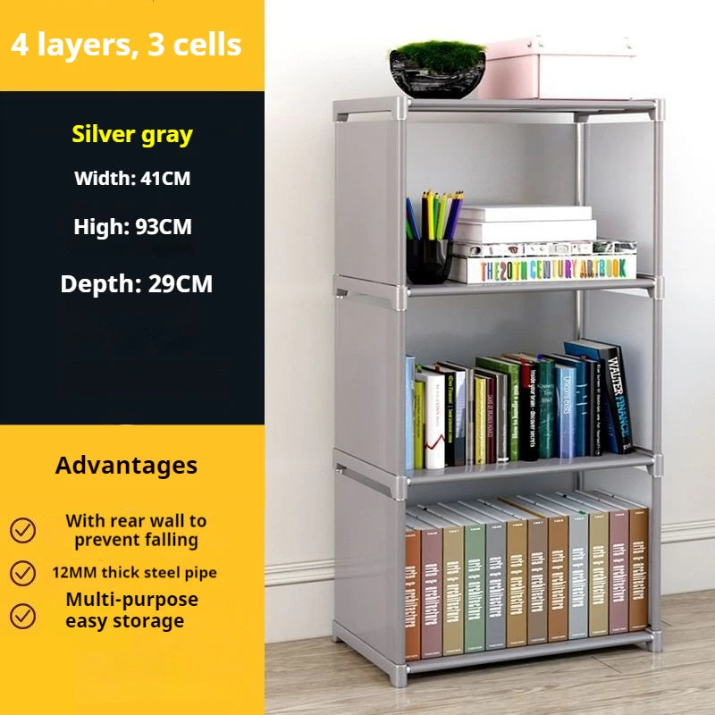 Bookshelf Simple Storage Locker Living Room Cabinets Easy Assembly Bookcase Multi-layer Metal Storage Rack 수납가구 이동식 수납장