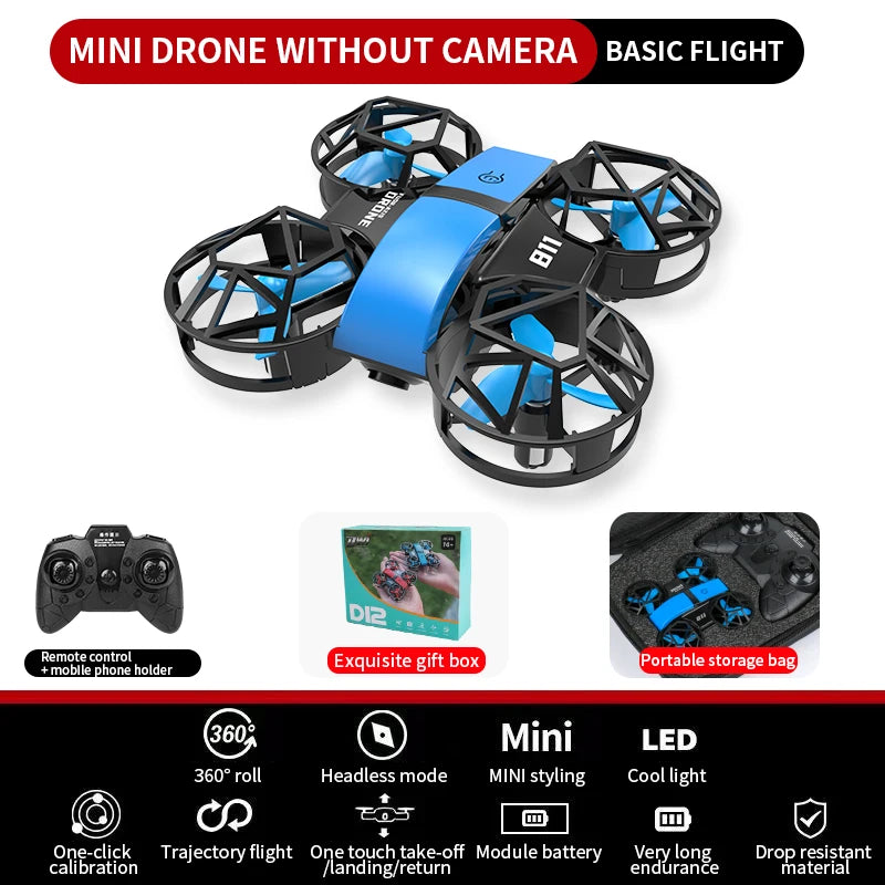 Dowellin D12 Drone Mini Remote Control Aircraft New Children's Toy HD Dual Camera Fixed Height RC Quadcopter Starter Gifts