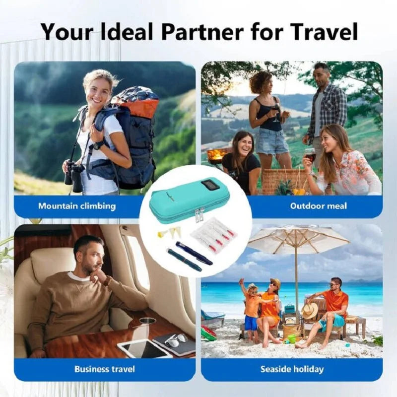 Waterproof Insulin Cooler Daily Travel Case with 2 Ice Pack With Thermometer Display Diabetic Cooler Medication Refrigerated Bag