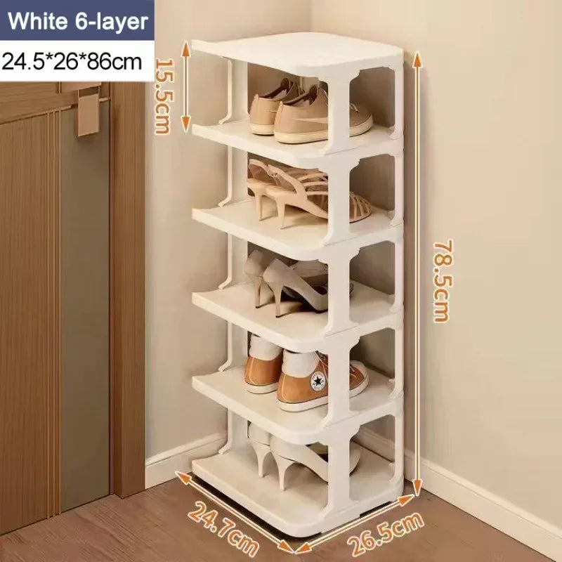 Shoe Cabinet Floor-standing Plastic Multi-Layer Stack Able Removable Home Narrow DIY Shoes Rack for Corner Gap Space Saving
