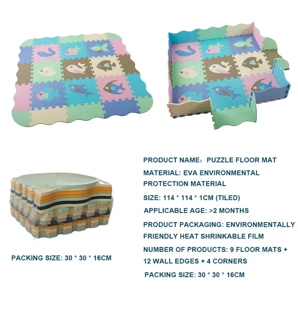 EVA Foam Play Mat with Fence Baby Puzzle Jigsaw Floor Mats Thick Carpet Pad for Kids Educational Toys Activity Pad Playmat