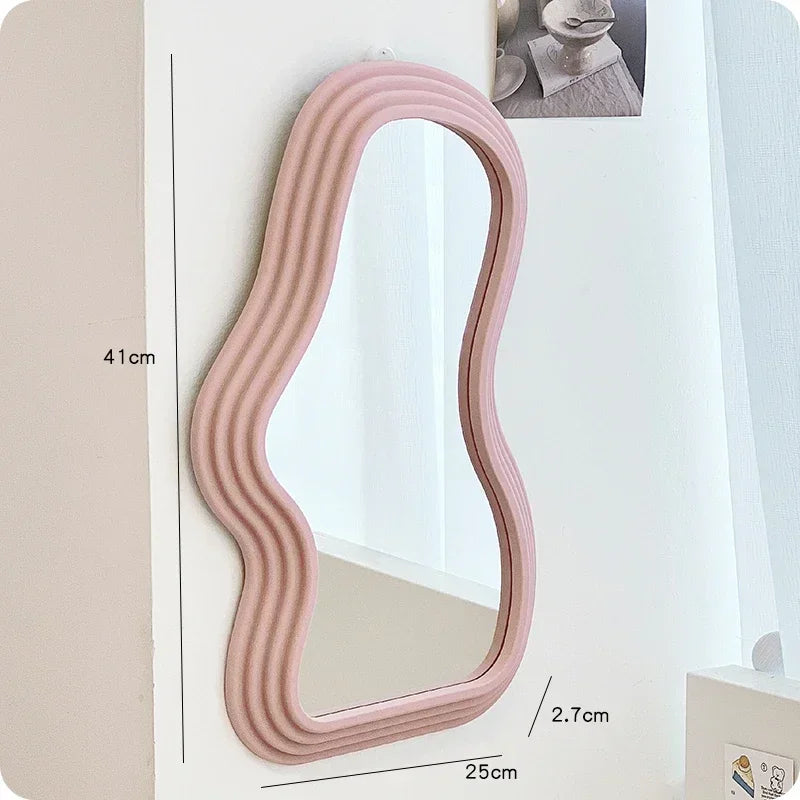Wavy Wall Mirror Items Girls Small Floor Funky Cloud White Cute Mirror Men Nordic Korean Plastic Espelhos Home Decorations Cheap