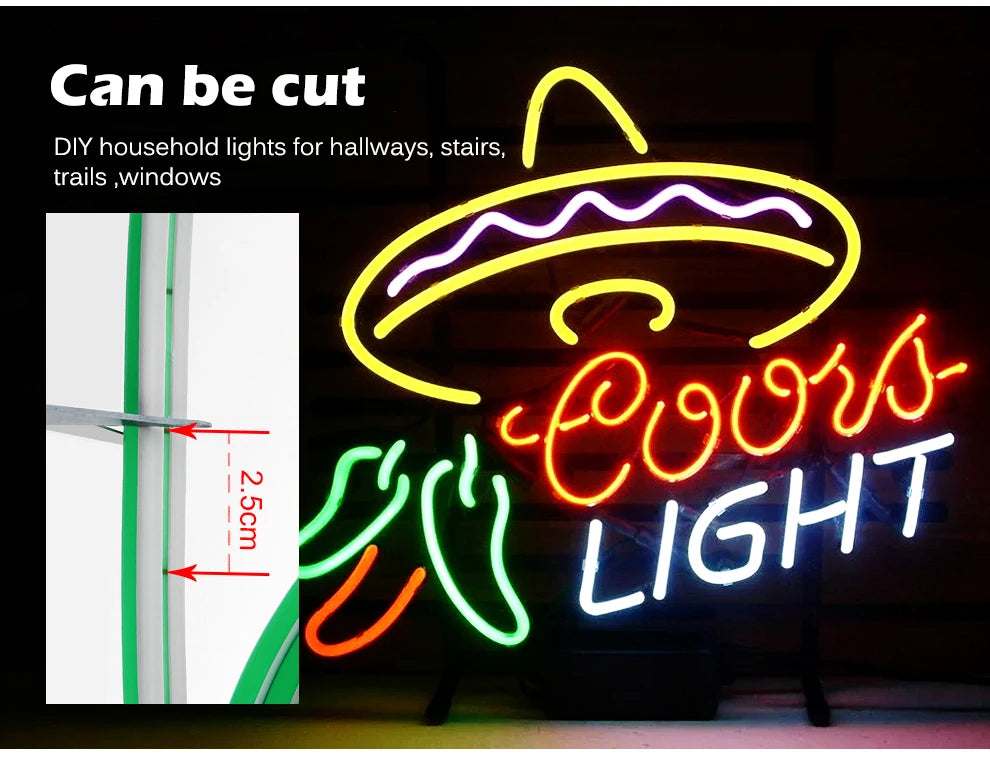 Neon Light Strip LED Flexible Silicone Set 2835 5M 600 Lights Embedded Linear Flexible Light Strip for Ndoors Outdoors Bedroom