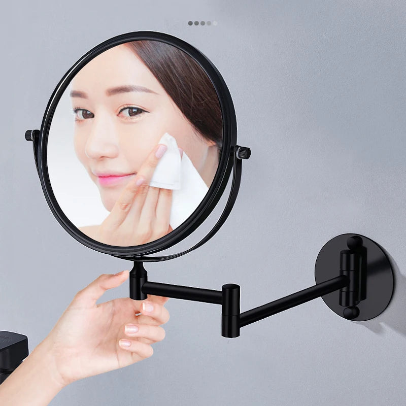 Gold/Black Frame 360 Degree Rotation Double-sided Circular Mirror Retractable and Fold Bathroom Mirror Wall Decorative Mirror