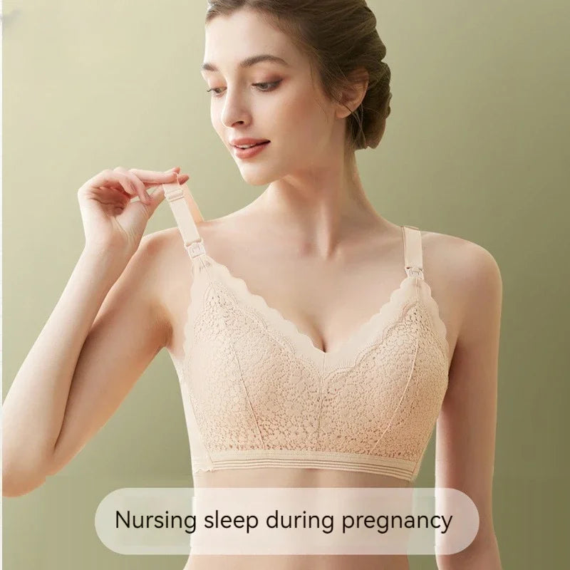New Lace Up Buckle Without Steel Ring to Prevent Sagging Breastfeeding Bra is Soft and Comfortable For Pregnant Women in Large
