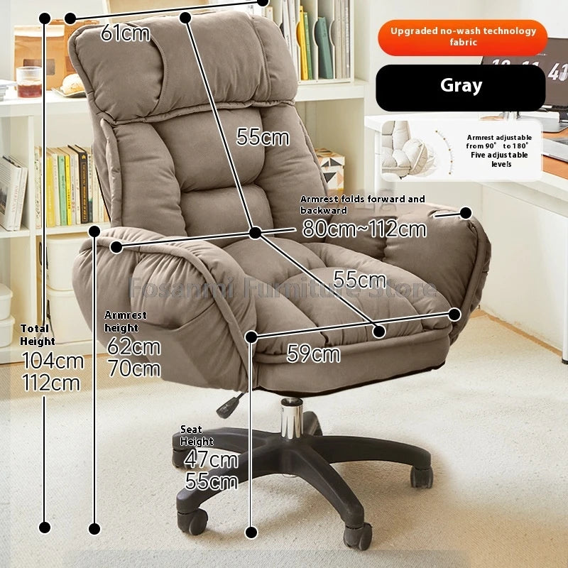 High-Back Gaming Recliner Chair Home Office Comfort Soft Desk Chair Ergonomic Wide Seat Computer Chairs with Adjustable Armrests
