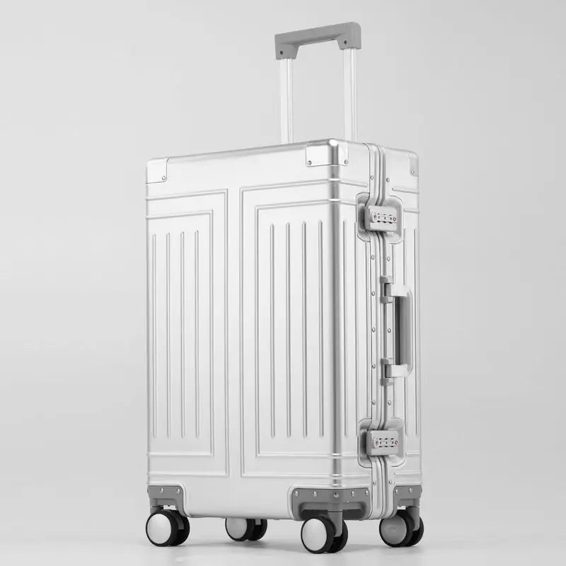 100% Aluminum-magnesium Alloy Material High Quality Senior Travel Luggage 20/24/26/28 Size Spinner Brand Travel Suitcase