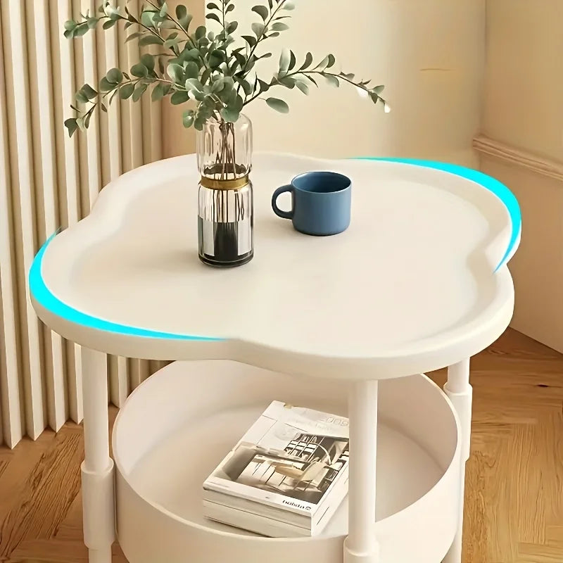 [Stylish Side Table] Stylish Modern Round Side Table with Storage Shelf | Space-Saving, Lightweight for Living Room, Bedroom
