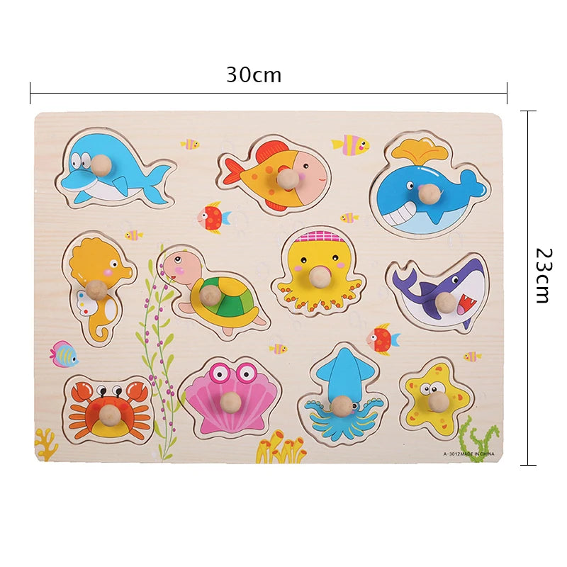 30cm Kid Early educational toys baby hand grasp wooden puzzle toy alphabet and digit learning education child wood toy